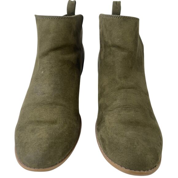 American Eagle Faux Suede Western Army Green Ankle Bootie Comfy 1.5" Heel Size 7 - Picture 7 of 10